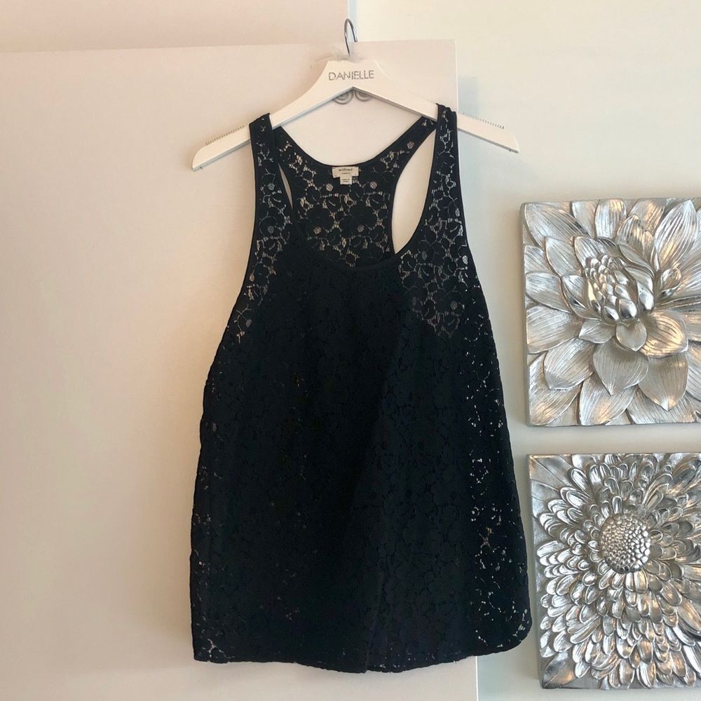 WILFRED (ARITZIA) Black Floral Lace Racerback